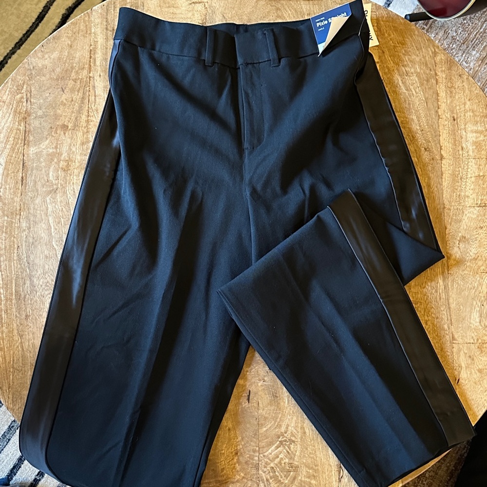 Old Navy Black Straight-Leg Dress Pants with Satin Side Stripe